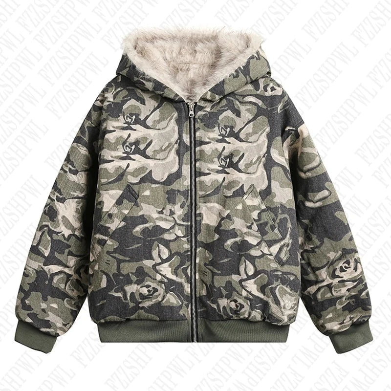 CAMO fur lined coat