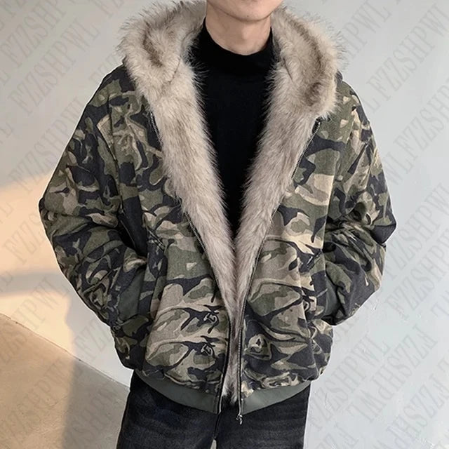 CAMO fur lined coat