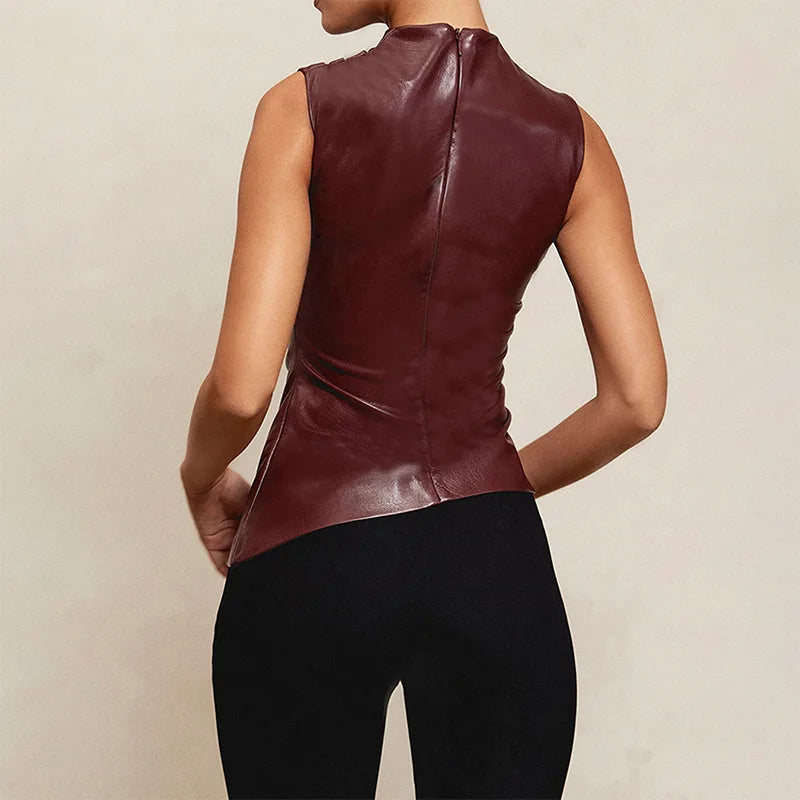 LEATHER high neck tank