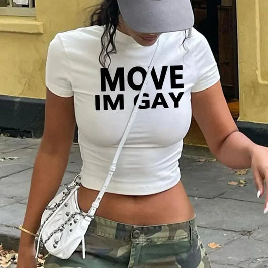 MOVE IM GAY baby tee