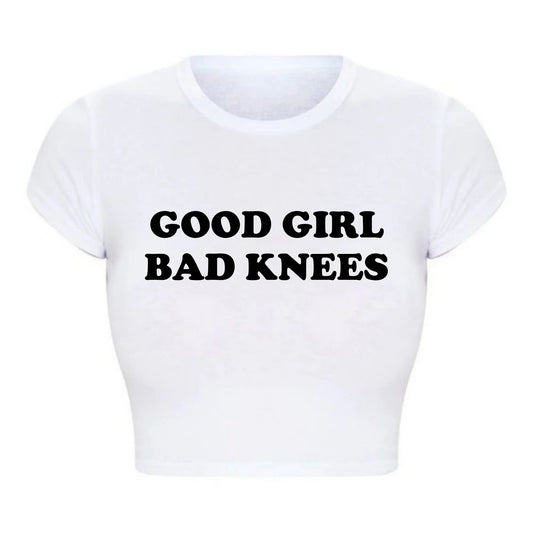 GOOD GIRL BAD KNEES baby tee